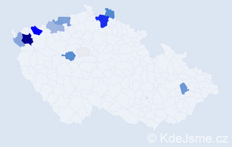Příjmení: 'Grajcár', počet výskytů 25 v celé ČR