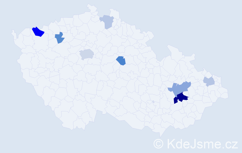 Příjmení: 'Szárazová', počet výskytů 19 v celé ČR