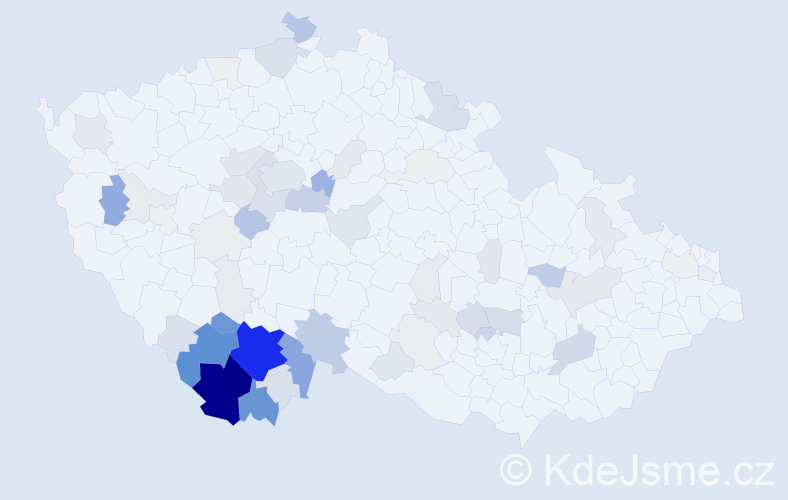 Příjmení: 'Borovka', počet výskytů 296 v celé ČR