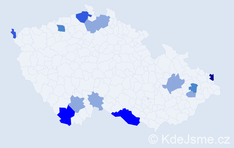 Příjmení: 'Čižmarová', počet výskytů 30 v celé ČR
