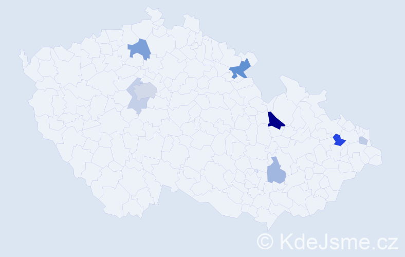 Příjmení: 'Kálmán', počet výskytů 19 v celé ČR