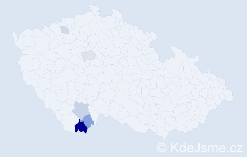 Příjmení: 'Valdauf', počet výskytů 28 v celé ČR