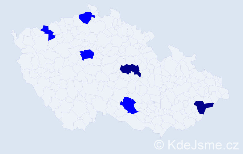 Příjmení: 'Daniels', počet výskytů 8 v celé ČR