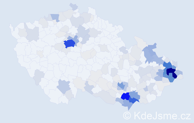 Příjmení: 'Michna', počet výskytů 769 v celé ČR