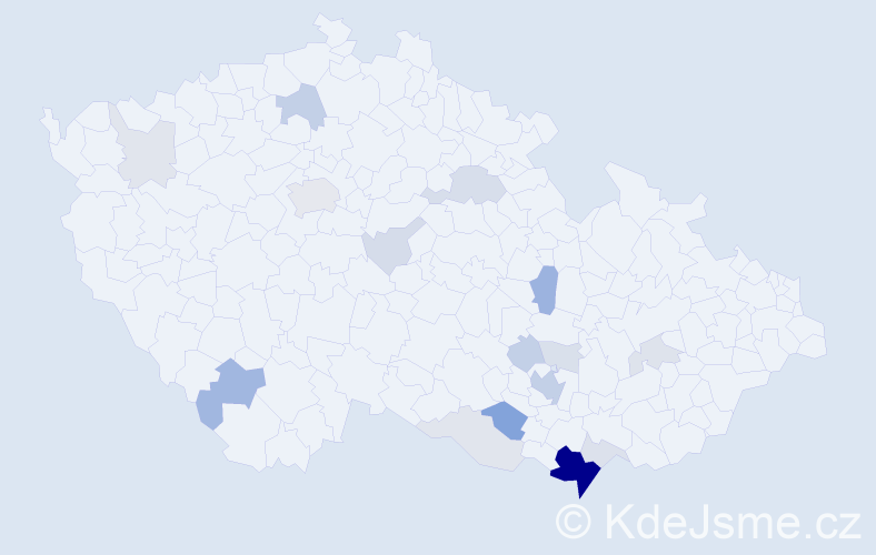 Příjmení: 'Ferbar', počet výskytů 53 v celé ČR