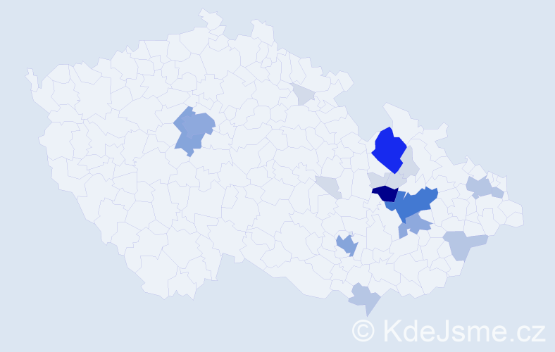 Příjmení: 'Chrudinová', počet výskytů 65 v celé ČR