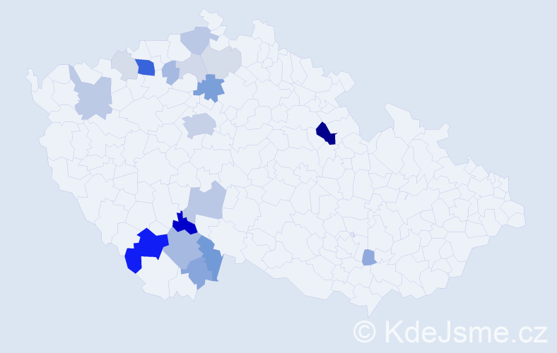 Příjmení: 'Bunešová', počet výskytů 60 v celé ČR