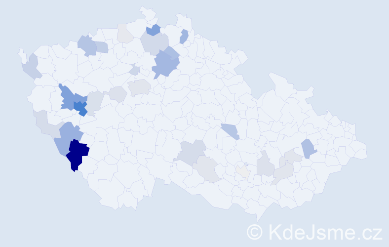 Příjmení: 'Kojzarová', počet výskytů 100 v celé ČR