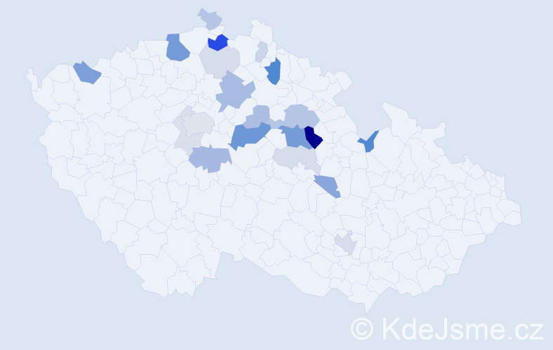 Příjmení: 'Tahal', počet výskytů 58 v celé ČR