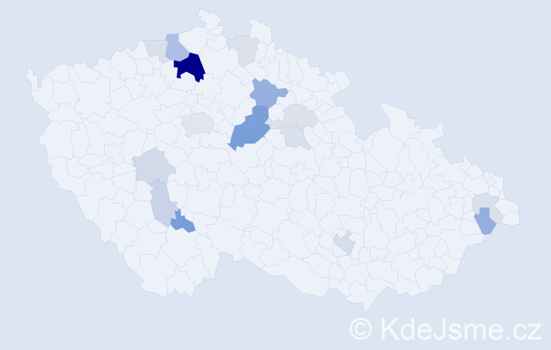 Příjmení: 'Hyšplerová', počet výskytů 43 v celé ČR