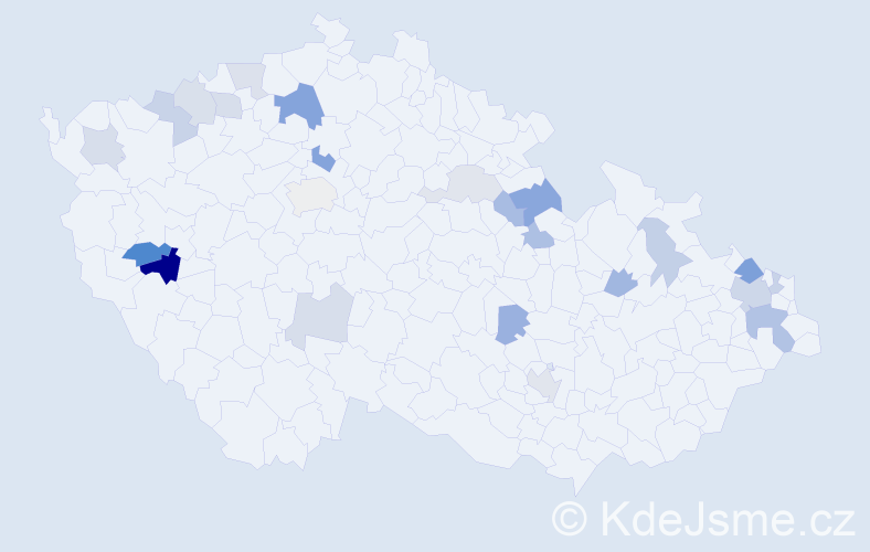Příjmení: 'Medvecová', počet výskytů 43 v celé ČR