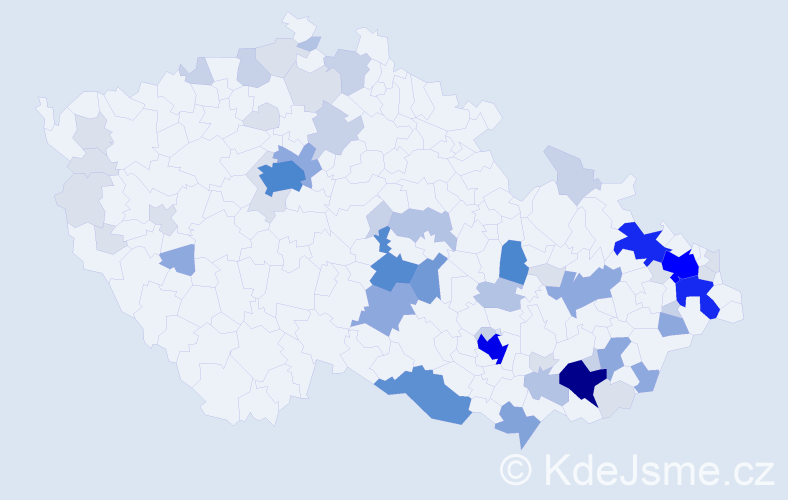 Příjmení: 'Soška', počet výskytů 232 v celé ČR
