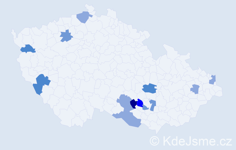 Příjmení: 'Klištinec', počet výskytů 29 v celé ČR