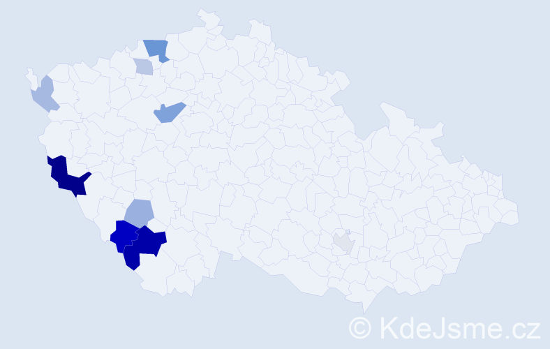 Příjmení: 'Riederer', počet výskytů 22 v celé ČR