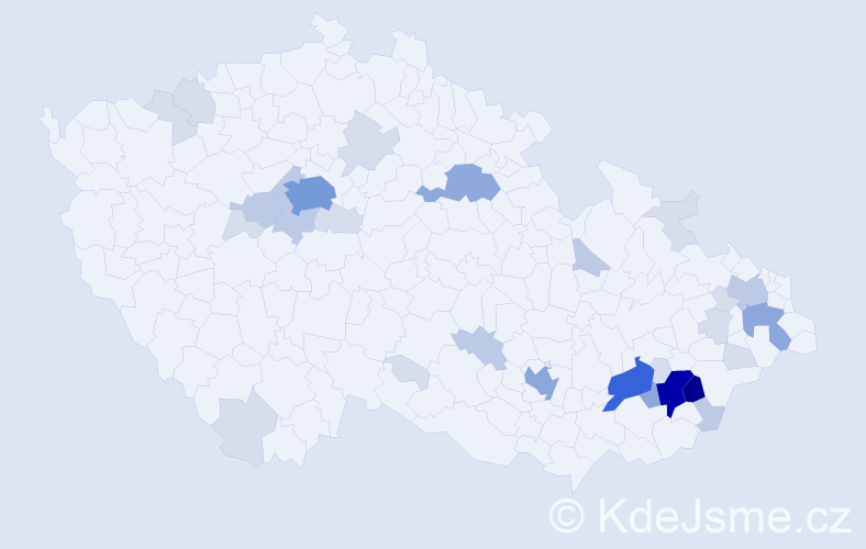 Příjmení: 'Manďáková', počet výskytů 93 v celé ČR