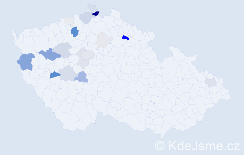 Příjmení: 'Deus', počet výskytů 65 v celé ČR