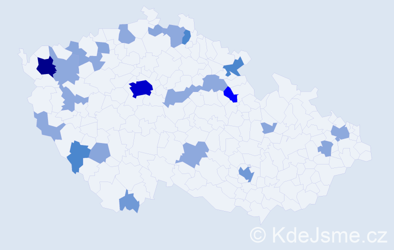 Příjmení: 'Pfeifferová', počet výskytů 64 v celé ČR