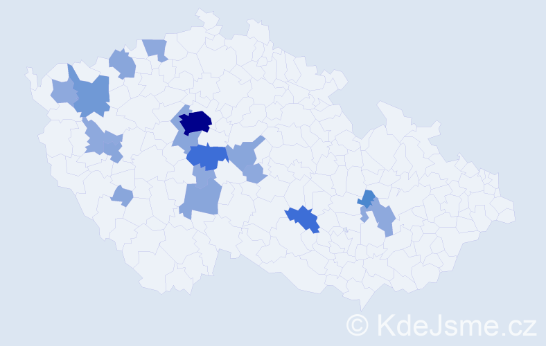 Příjmení: 'Frantlová', počet výskytů 44 v celé ČR