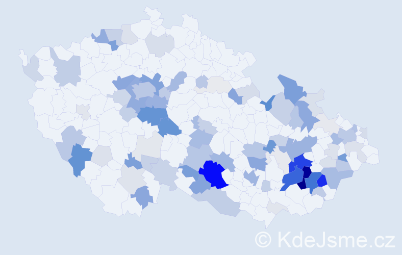 Příjmení: 'Bartíková', počet výskytů 392 v celé ČR