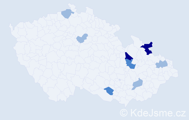 Příjmení: 'Bieda', počet výskytů 20 v celé ČR