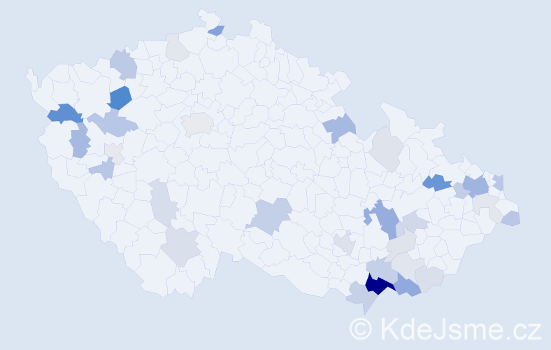 Příjmení: 'Tokoš', počet výskytů 97 v celé ČR