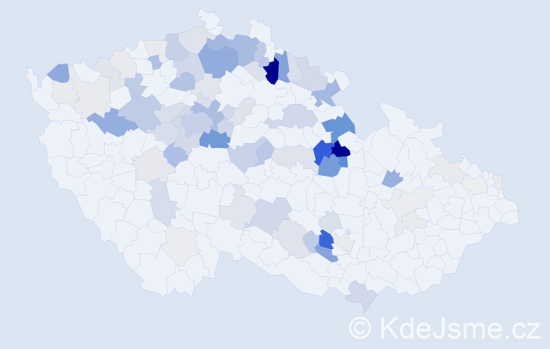 Příjmení: 'Šalda', počet výskytů 282 v celé ČR