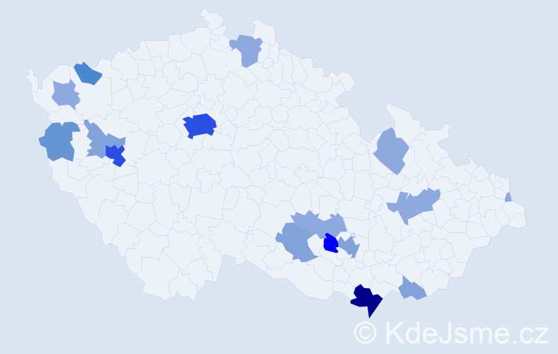 Příjmení: 'Malatová', počet výskytů 46 v celé ČR
