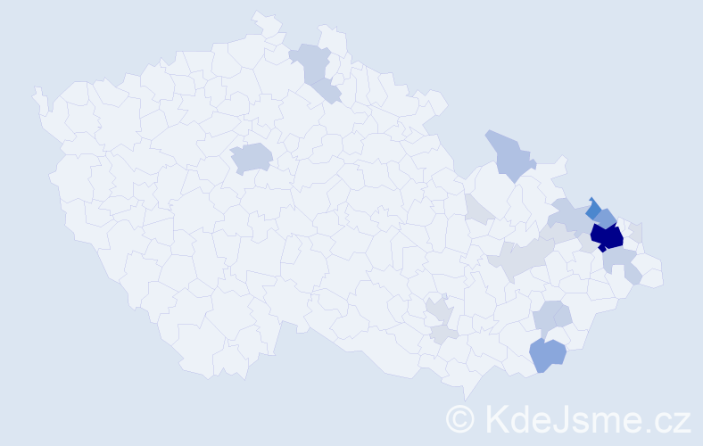 Příjmení: 'Korpas', počet výskytů 69 v celé ČR