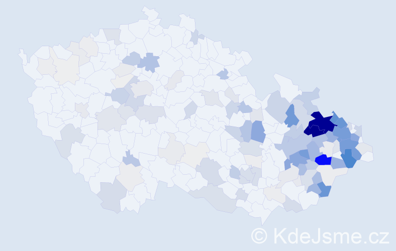 Příjmení: 'Onderka', počet výskytů 635 v celé ČR