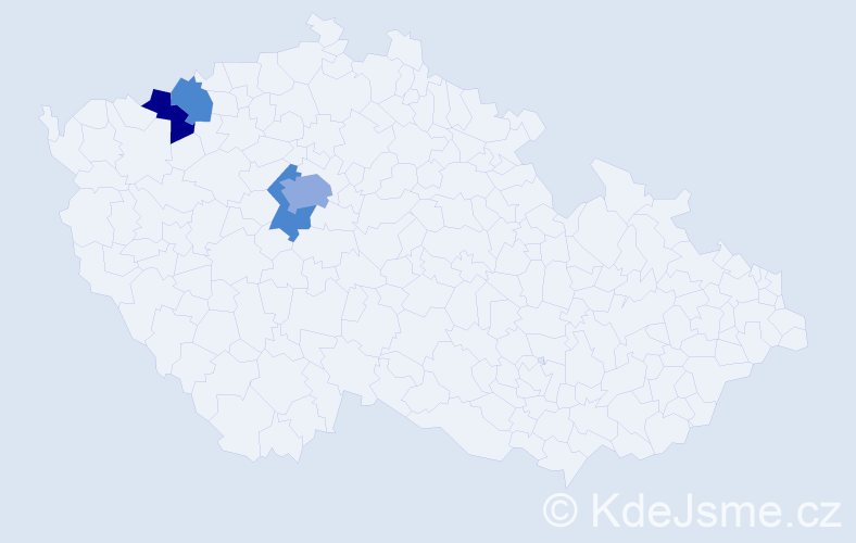 Příjmení: 'Pasev', počet výskytů 10 v celé ČR