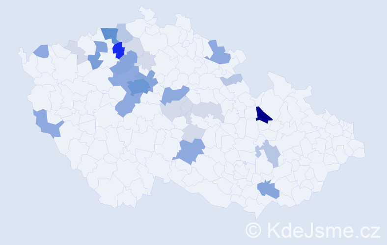 Příjmení: 'Kunrt', počet výskytů 107 v celé ČR