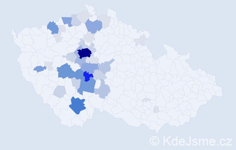 Příjmení: 'Karda', počet výskytů 147 v celé ČR