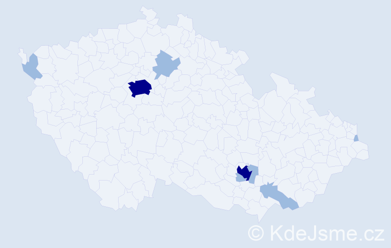 Příjmení: 'Krupár', počet výskytů 14 v celé ČR
