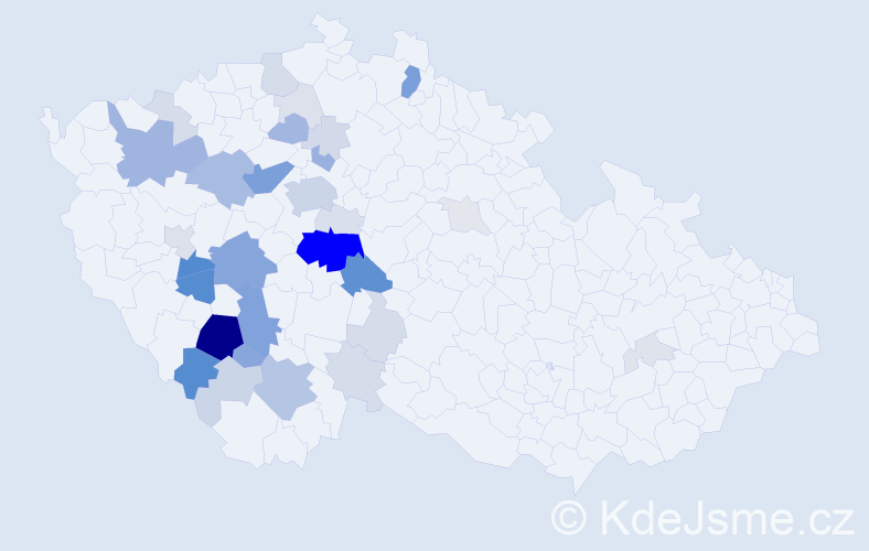 Příjmení: 'Český', počet výskytů 124 v celé ČR