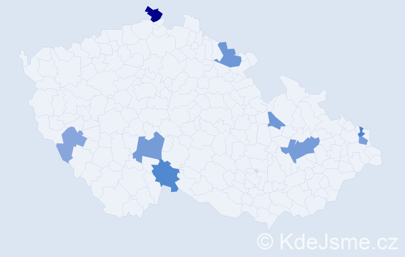 Příjmení: 'Drahník', počet výskytů 18 v celé ČR