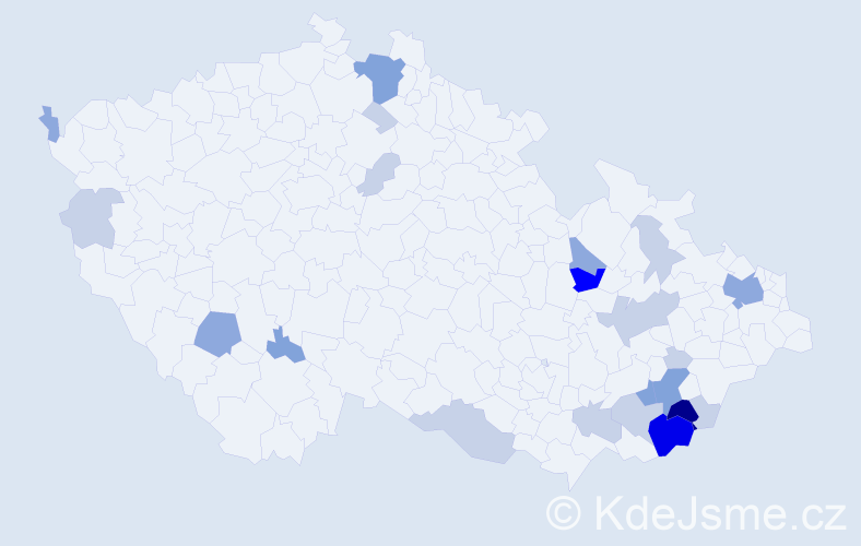 Příjmení: 'Mikulička', počet výskytů 61 v celé ČR