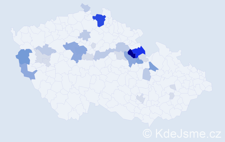Příjmení: 'Hudousek', počet výskytů 102 v celé ČR