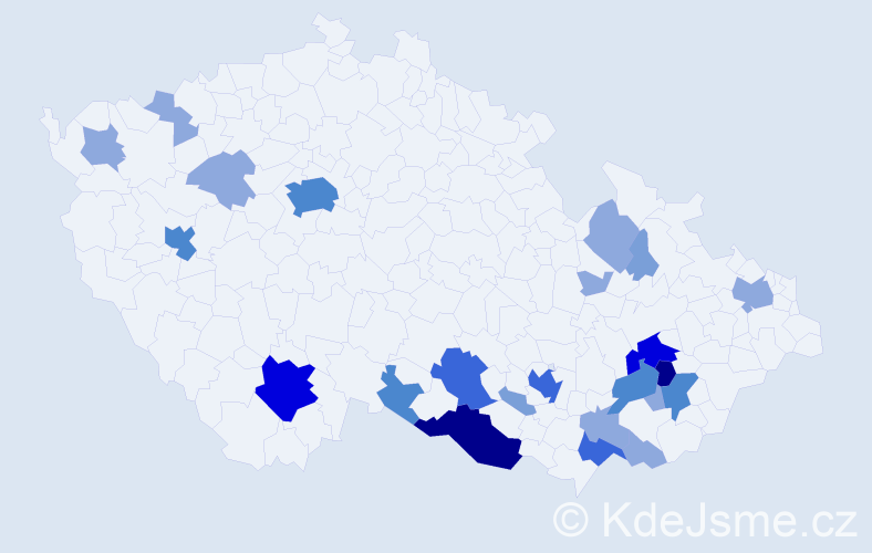 Příjmení: 'Vald', počet výskytů 66 v celé ČR