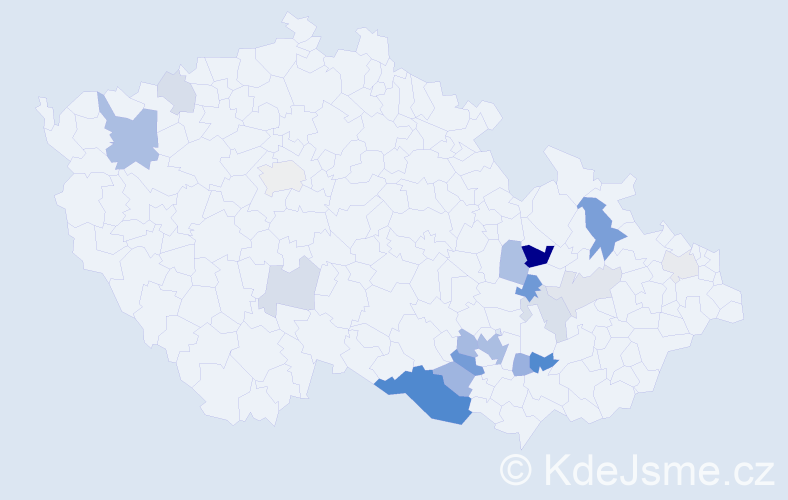 Příjmení: 'Potácelová', počet výskytů 45 v celé ČR