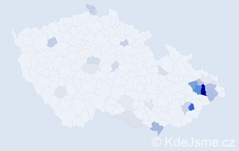 Příjmení: 'Lošák', počet výskytů 104 v celé ČR