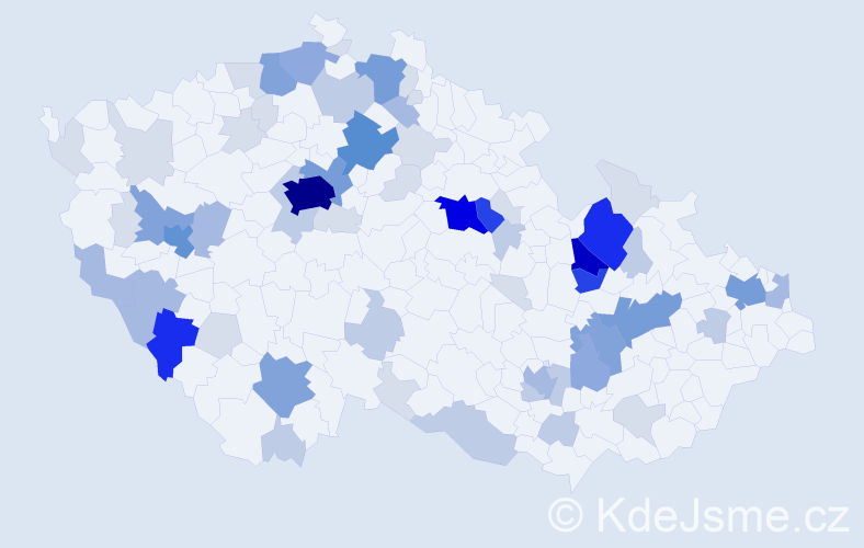 Příjmení: 'Kopa', počet výskytů 237 v celé ČR