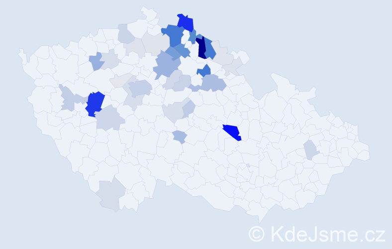 Příjmení: 'Kapras', počet výskytů 139 v celé ČR