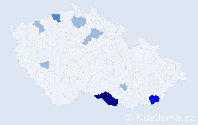 Příjmení: 'Pirová', počet výskytů 15 v celé ČR