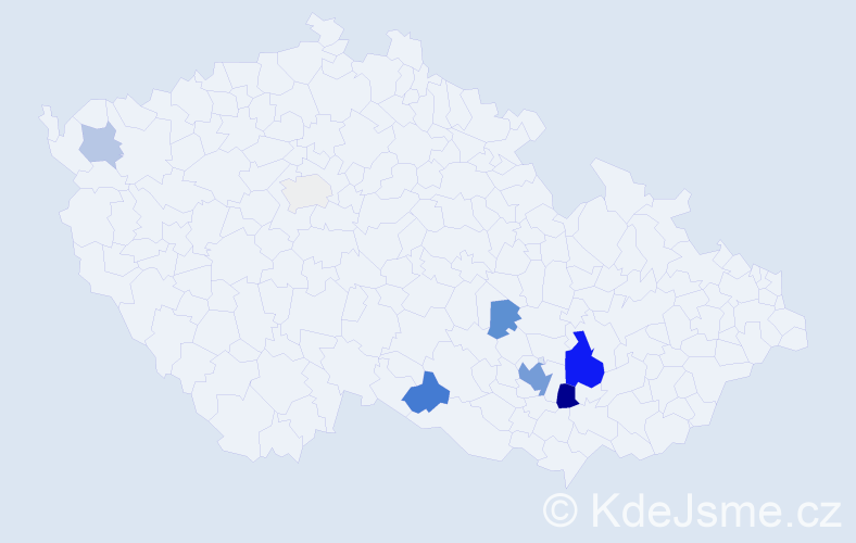 Příjmení: 'Kolejka', počet výskytů 39 v celé ČR