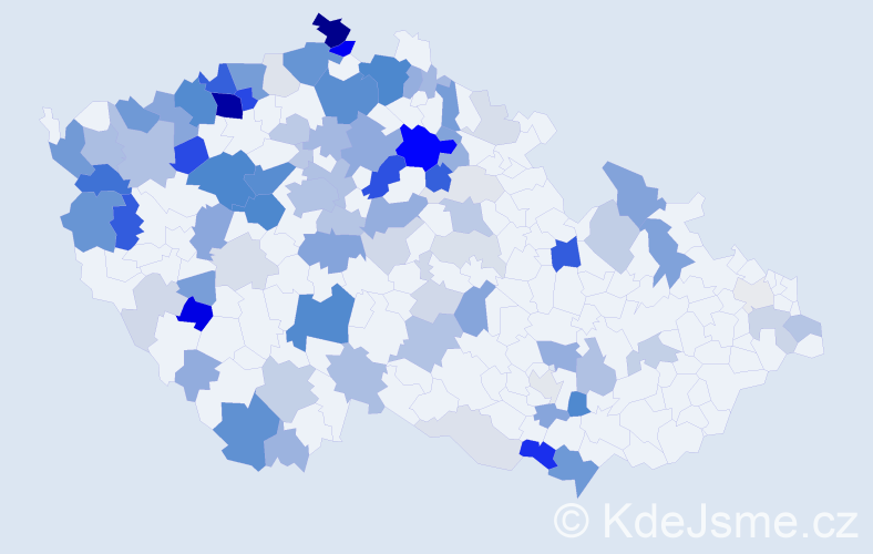 Příjmení: 'Kovač', počet výskytů 319 v celé ČR