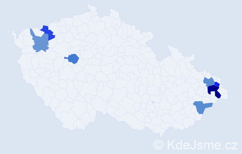 Příjmení: 'Kázmér', počet výskytů 12 v celé ČR