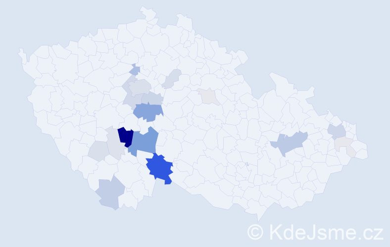 Příjmení: 'Kukač', počet výskytů 81 v celé ČR