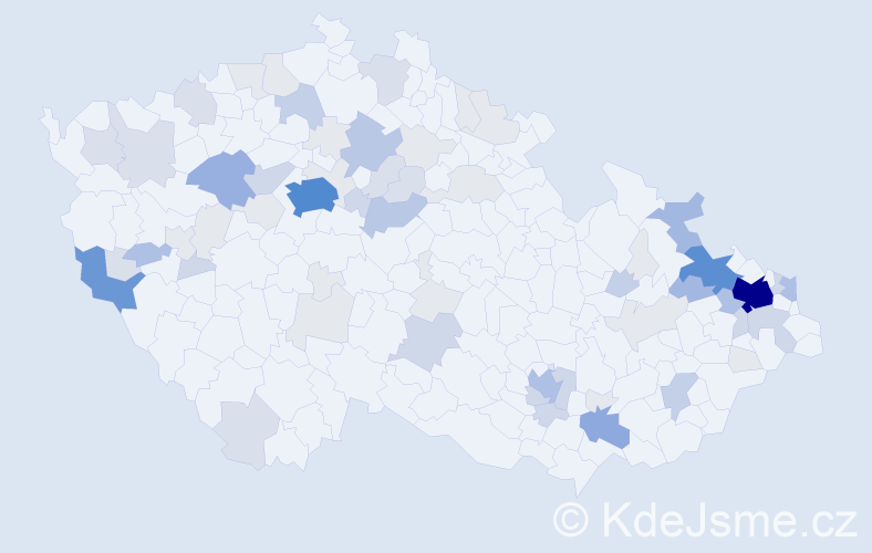 Příjmení: 'Hula', počet výskytů 239 v celé ČR
