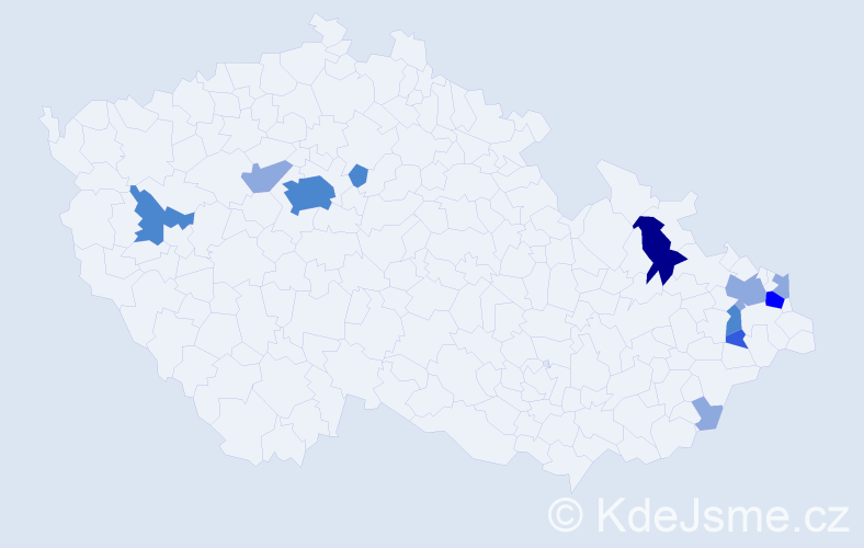 Příjmení: 'Kojdová', počet výskytů 24 v celé ČR