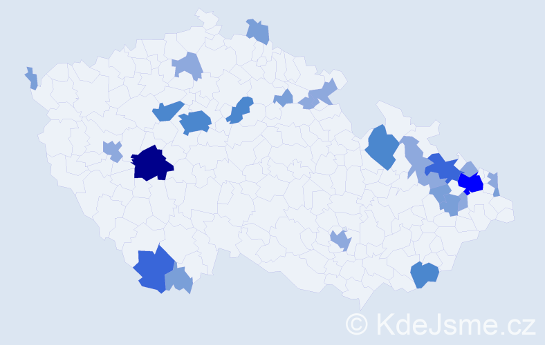 Příjmení: 'Vágaiová', počet výskytů 59 v celé ČR